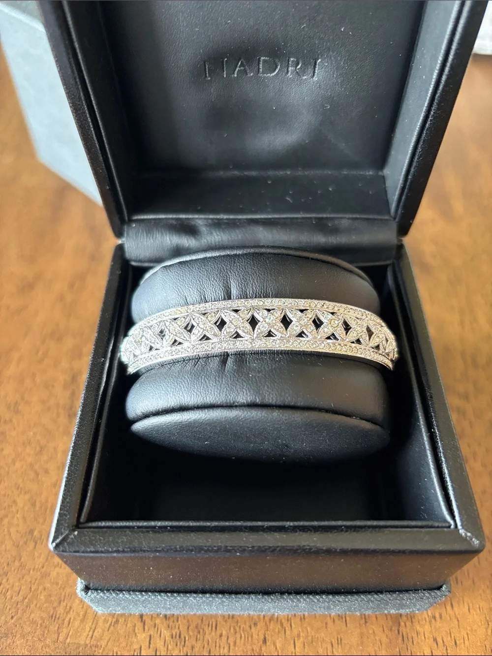 Nadri Silver-Tone Pave Crystal Open Lattice Bangle - Clear